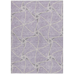 Homeroots 3' X 5' Stylish Geometric Washable Area Rug For Indoor And Outdoor Spaces – Durable & Versatile Lavender Polyester 612882