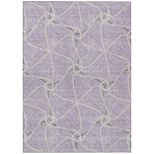 HomeRoots 5' Modern Lavender and Ivory Geometric Indoor Outdoor Area Rug for Stylish Versatile Spaces 5' X 8' 612882