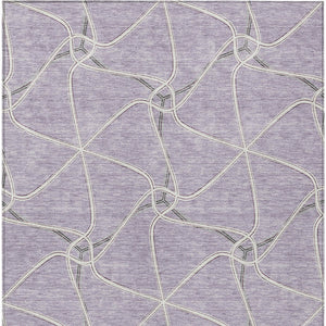 Homeroots 3' X 5' Stylish Geometric Washable Area Rug For Indoor And Outdoor Spaces – Durable & Versatile Lavender Polyester 612882