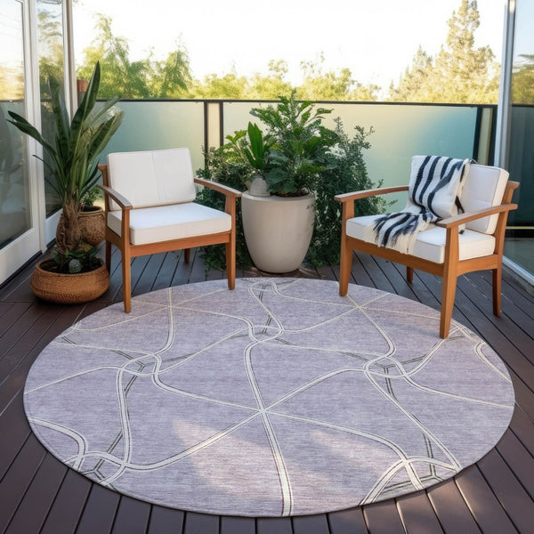 Homeroots 3' X 5' Stylish Geometric Washable Area Rug For Indoor And Outdoor Spaces – Durable & Versatile Lavender Polyester 612883