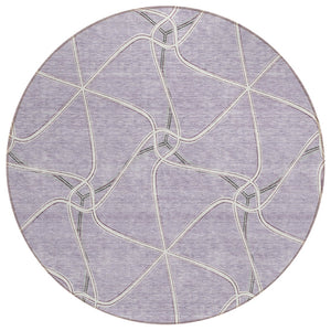 HomeRoots 5' Modern Lavender and Ivory Geometric Indoor Outdoor Area Rug for Stylish Versatile Spaces 8' Round 612883