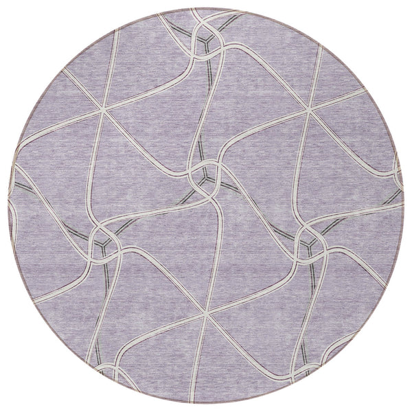 Homeroots 3' X 5' Stylish Geometric Washable Area Rug For Indoor And Outdoor Spaces – Durable & Versatile Lavender Polyester 612883