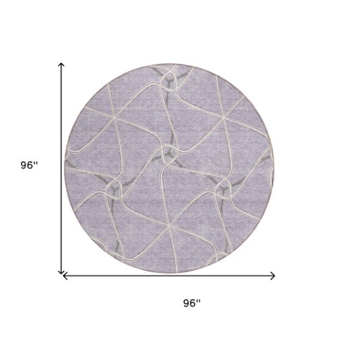 Homeroots 3' X 5' Stylish Geometric Washable Area Rug For Indoor And Outdoor Spaces – Durable & Versatile Lavender Polyester 612883