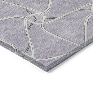 Homeroots 3' X 5' Stylish Geometric Washable Area Rug For Indoor And Outdoor Spaces – Durable & Versatile Lavender Polyester 612884