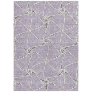 Homeroots 3' X 5' Stylish Geometric Washable Area Rug For Indoor And Outdoor Spaces – Durable & Versatile Lavender Polyester 612884