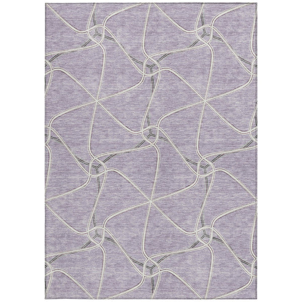 Homeroots 3' X 5' Stylish Geometric Washable Area Rug For Indoor And Outdoor Spaces – Durable & Versatile Lavender Polyester 612884