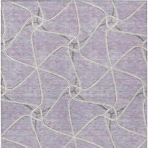 Homeroots 3' X 5' Stylish Geometric Washable Area Rug For Indoor And Outdoor Spaces – Durable & Versatile Lavender Polyester 612885