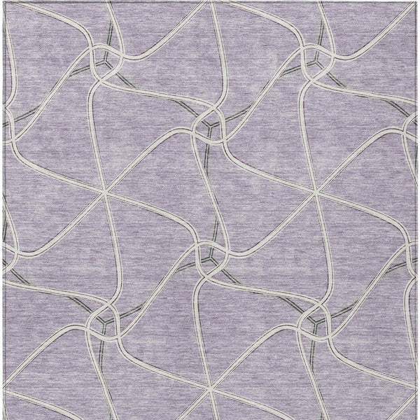 Homeroots 3' X 5' Stylish Geometric Washable Area Rug For Indoor And Outdoor Spaces – Durable & Versatile Lavender Polyester 612885