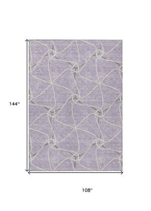 Homeroots 3' X 5' Stylish Geometric Washable Area Rug For Indoor And Outdoor Spaces – Durable & Versatile Lavender Polyester 612885