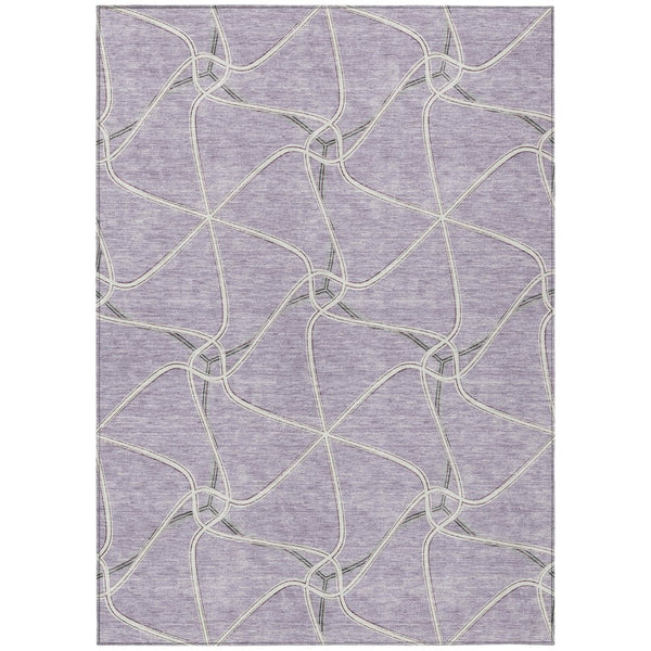 HomeRoots 5' Modern Lavender and Ivory Geometric Indoor Outdoor Area Rug for Stylish Versatile Spaces 9' X 12' 612885