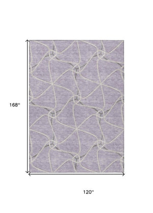 Homeroots 3' X 5' Stylish Geometric Washable Area Rug For Indoor And Outdoor Spaces – Durable & Versatile Lavender Polyester 612886