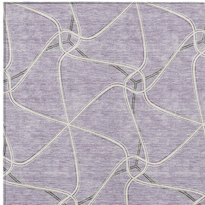 Homeroots 3' X 5' Stylish Geometric Washable Area Rug For Indoor And Outdoor Spaces – Durable & Versatile Lavender Polyester 612886