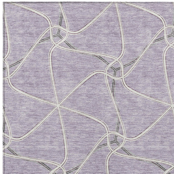 Homeroots 3' X 5' Stylish Geometric Washable Area Rug For Indoor And Outdoor Spaces – Durable & Versatile Lavender Polyester 612886