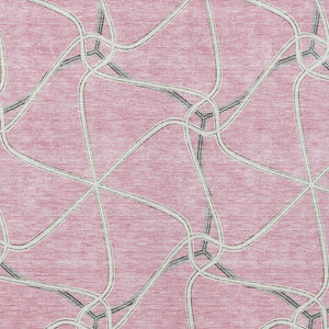 Homeroots 3' X 5' Stylish Geometric Washable Area Rug For Indoor And Outdoor Spaces – Durable & Versatile Pink Polyester 612891