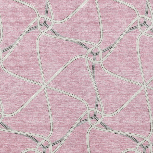 Homeroots 3' X 5' Stylish Geometric Washable Area Rug For Indoor And Outdoor Spaces – Durable & Versatile Pink Polyester 612891