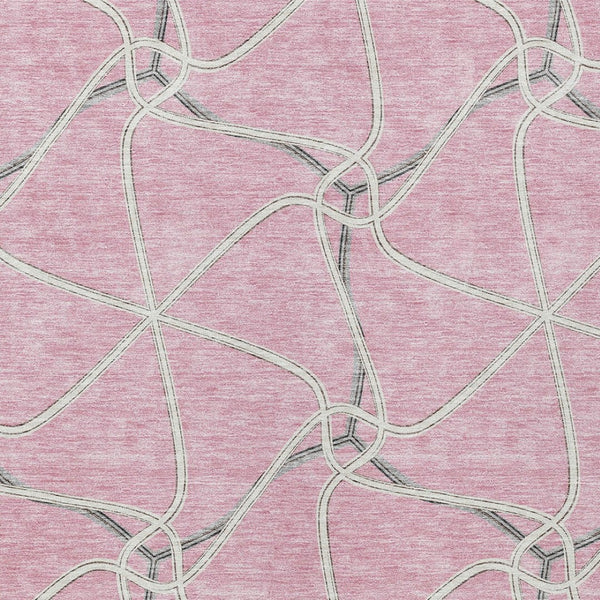 Homeroots 3' X 5' Stylish Geometric Washable Area Rug For Indoor And Outdoor Spaces – Durable & Versatile Pink Polyester 612892