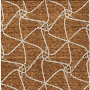 Homeroots 3' X 5' Stylish Geometric Washable Area Rug For Indoor And Outdoor Spaces – Durable & Versatile Orange Polyester 612893
