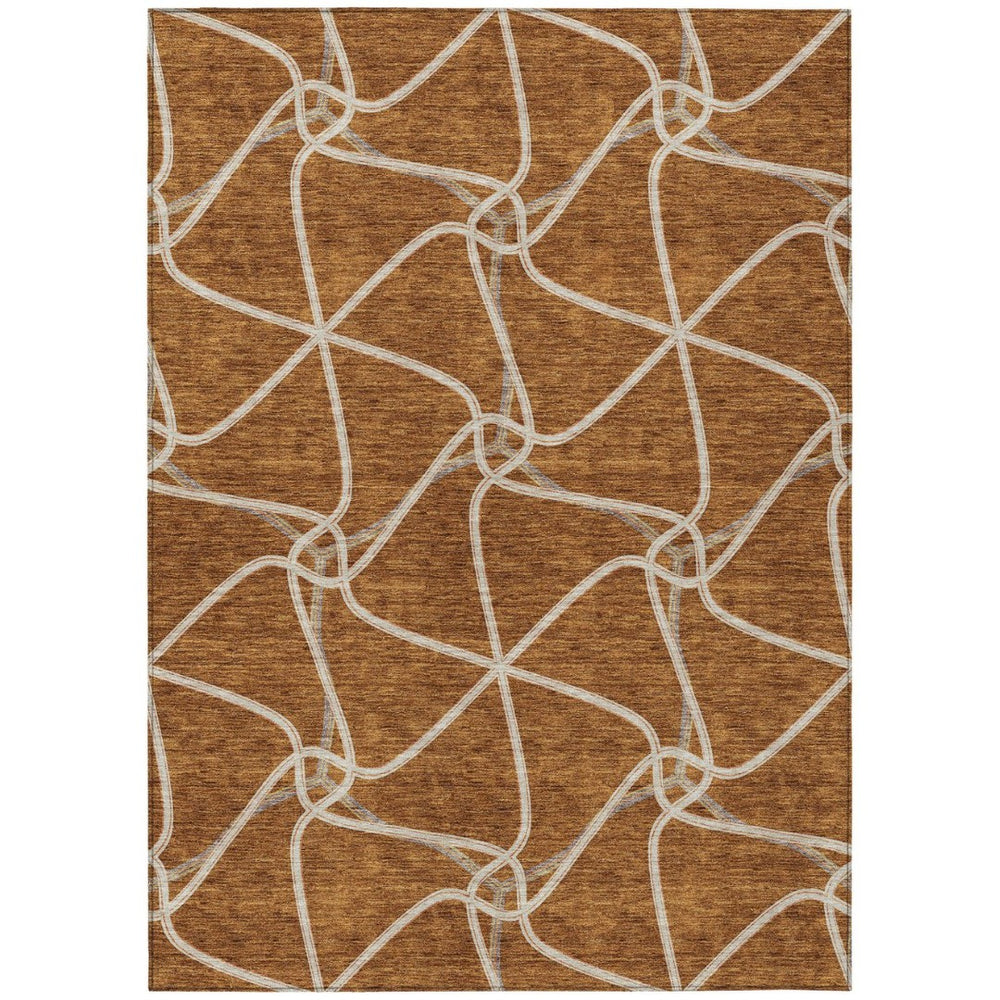 HomeRoots 5' Vibrant Orange and Ivory Geometric Area Rug for Indoor and Outdoor Spaces - Stylish & Durable 5' X 8' 612894