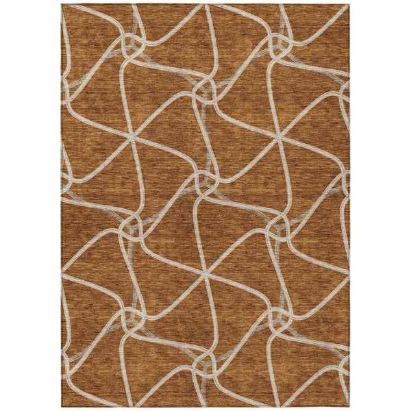 HomeRoots 5' Vibrant Orange and Ivory Geometric Area Rug for Indoor and Outdoor Spaces - Stylish & Durable 5' X 8' 612894