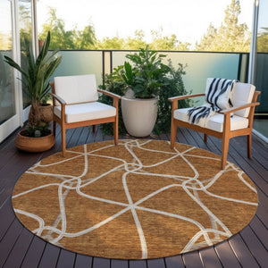 Homeroots 3' X 5' Stylish Geometric Washable Area Rug For Indoor And Outdoor Spaces – Durable & Versatile Orange Polyester 612895