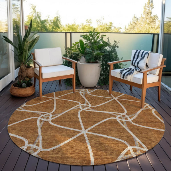 Homeroots 3' X 5' Stylish Geometric Washable Area Rug For Indoor And Outdoor Spaces – Durable & Versatile Orange Polyester 612895
