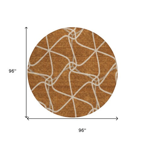 Homeroots 3' X 5' Stylish Geometric Washable Area Rug For Indoor And Outdoor Spaces – Durable & Versatile Orange Polyester 612895