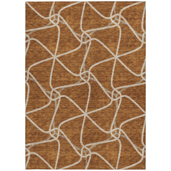 Homeroots 3' X 5' Stylish Geometric Washable Area Rug For Indoor And Outdoor Spaces – Durable & Versatile Orange Polyester 612896