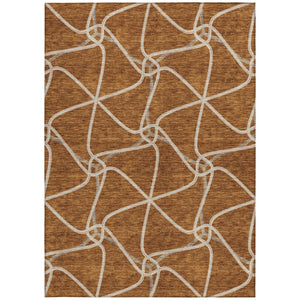 Homeroots 3' X 5' Stylish Geometric Washable Area Rug For Indoor And Outdoor Spaces – Durable & Versatile Orange Polyester 612897