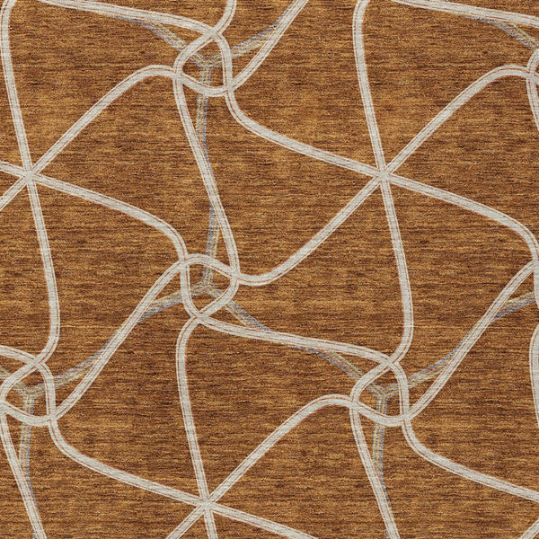 Homeroots 3' X 5' Stylish Geometric Washable Area Rug For Indoor And Outdoor Spaces – Durable & Versatile Orange Polyester 612897