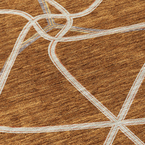 Homeroots 3' X 5' Stylish Geometric Washable Area Rug For Indoor And Outdoor Spaces – Durable & Versatile Orange Polyester 612897