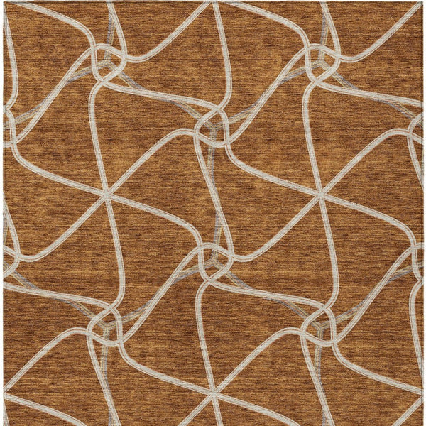 Homeroots 3' X 5' Stylish Geometric Washable Area Rug For Indoor And Outdoor Spaces – Durable & Versatile Orange Polyester 612898