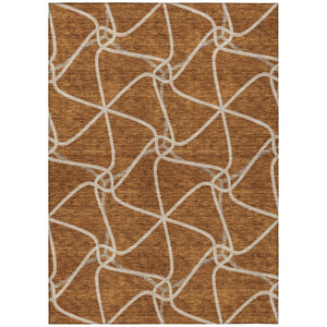 HomeRoots 5' Vibrant Orange and Ivory Geometric Area Rug for Indoor and Outdoor Spaces - Stylish & Durable 10' X 14' 612898