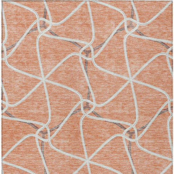 Homeroots 3' X 5' Stylish Geometric Washable Area Rug For Indoor And Outdoor Spaces – Durable & Versatile Salmon Polyester 612899