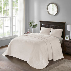 English Elm Reversible Madison Park Quebec Bedspread Set Twin with Quilted Texture, Prewashed Cotton Fill, Antimicrobial Protection Cream 17.72 L x 15.35 W x 6.3 H B03597443