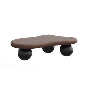 English Elm 47 Inch Organic Cloud Silhouette Coffee Table with Sculptural Ball Legs for Living Rooms Black + Dark Walnut W1435S00034