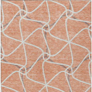 Homeroots 3' X 5' Stylish Geometric Washable Area Rug For Indoor And Outdoor Spaces – Durable & Versatile Salmon Polyester 612900