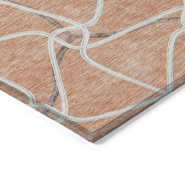 Homeroots 3' X 5' Stylish Geometric Washable Area Rug For Indoor And Outdoor Spaces – Durable & Versatile Salmon Polyester 612900