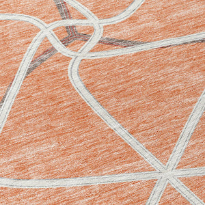 Homeroots 3' X 5' Stylish Geometric Washable Area Rug For Indoor And Outdoor Spaces – Durable & Versatile Salmon Polyester 612900
