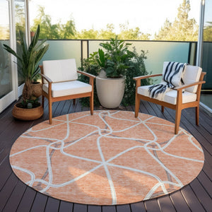 Homeroots 3' X 5' Stylish Geometric Washable Area Rug For Indoor And Outdoor Spaces – Durable & Versatile Salmon Polyester 612901