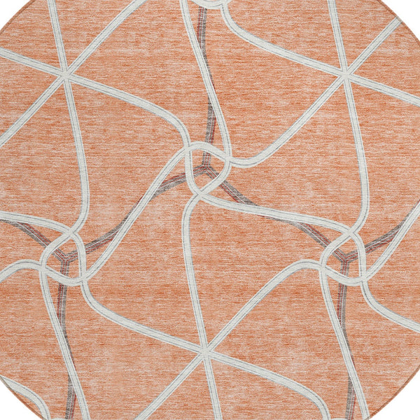 Homeroots 3' X 5' Stylish Geometric Washable Area Rug For Indoor And Outdoor Spaces – Durable & Versatile Salmon Polyester 612901