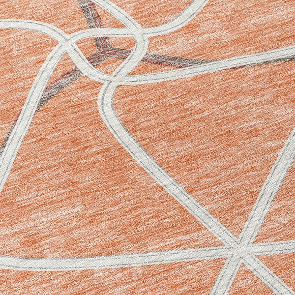 Homeroots 3' X 5' Stylish Geometric Washable Area Rug For Indoor And Outdoor Spaces – Durable & Versatile Salmon Polyester 612901