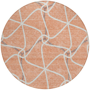 Homeroots 3' X 5' Stylish Geometric Washable Area Rug For Indoor And Outdoor Spaces – Durable & Versatile Salmon Polyester 612901