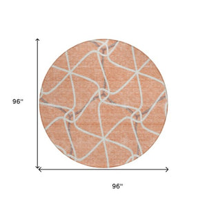 Homeroots 3' X 5' Stylish Geometric Washable Area Rug For Indoor And Outdoor Spaces – Durable & Versatile Salmon Polyester 612901