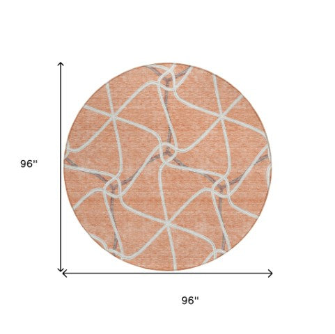 Homeroots 3' X 5' Stylish Geometric Washable Area Rug For Indoor And Outdoor Spaces – Durable & Versatile Salmon Polyester 612901