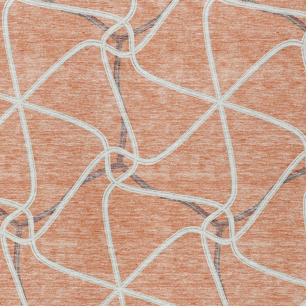 Homeroots 3' X 5' Stylish Geometric Washable Area Rug For Indoor And Outdoor Spaces – Durable & Versatile Salmon Polyester 612902