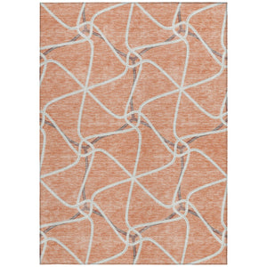 Homeroots 3' X 5' Stylish Geometric Washable Area Rug For Indoor And Outdoor Spaces – Durable & Versatile Salmon Polyester 612903