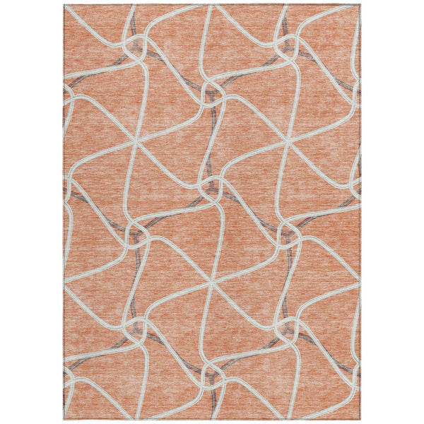 Homeroots 3' X 5' Stylish Geometric Washable Area Rug For Indoor And Outdoor Spaces – Durable & Versatile Salmon Polyester 612903