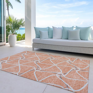 Homeroots 3' X 5' Stylish Geometric Washable Area Rug For Indoor And Outdoor Spaces – Durable & Versatile Salmon Polyester 612903