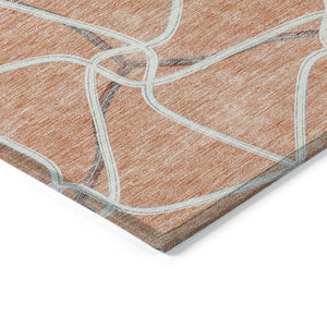 Homeroots 3' X 5' Stylish Geometric Washable Area Rug For Indoor And Outdoor Spaces – Durable & Versatile Salmon Polyester 612903