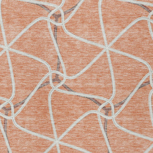 Homeroots 3' X 5' Stylish Geometric Washable Area Rug For Indoor And Outdoor Spaces – Durable & Versatile Salmon Polyester 612903